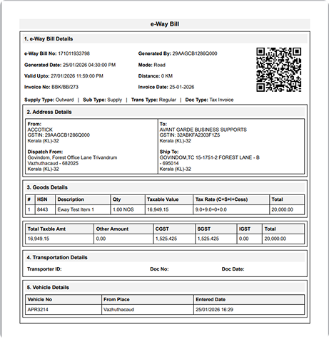 E-Way Bill Generation Form