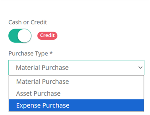Purchase Type Selection
